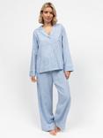 Cyberjammies Linen Blend Shirt Long Pyjama Set, Blue