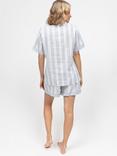 Cyberjammies Stripe Linen Blend Shorty Pyjama Set, Blue/White