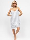 Cyberjammies Stripe Linen Blend Strappy Nightdress, Blue/White