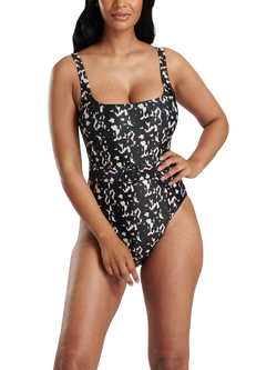 South Beach Leopard Print Belted Swimsuit, Multi - view 2, Multi