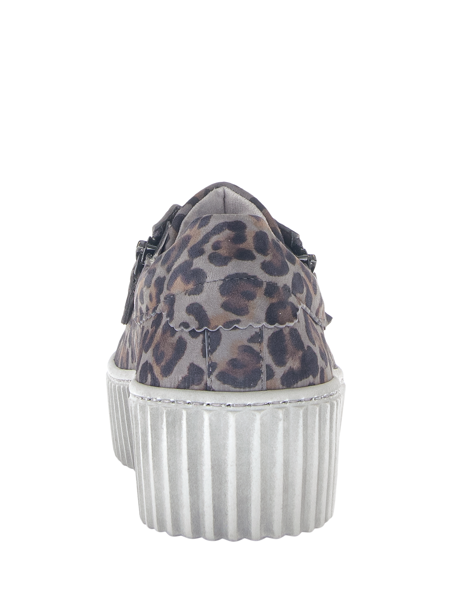 Product image 3 of 4, which shows Gabor Dolly Suede Chunky Lace Up Leopard Print Trainers, Grey/Multi, 3