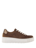 Gabor Fairway Wide Fit Suede Trainers, Brown/White