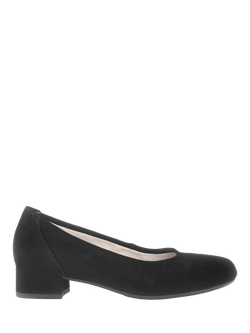 Gabor Demi Wide Fit Suede Court Shoes, Black