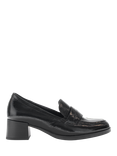 Gabor Fame Wide Fit Leather Block Heel Loafers, Black