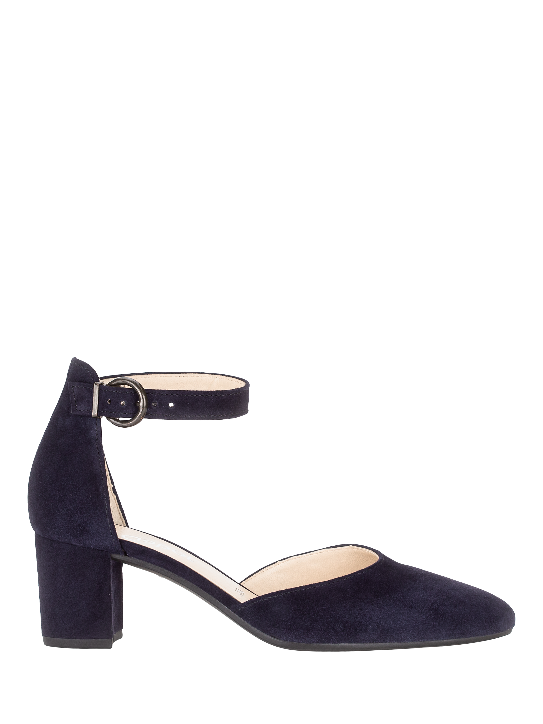 Product image 1 of 4, which shows Gabor Gala Ankle Strap Suede Court Shoes, Navy, 3