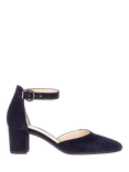 Gabor Gala Ankle Strap Suede Court Shoes, Navy