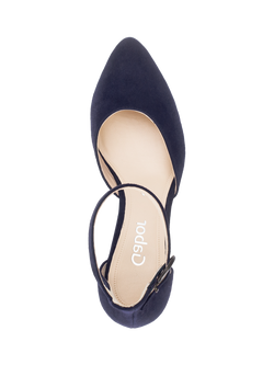 Gabor Gala Ankle Strap Suede Court Shoes, Navy - view 2, Navy