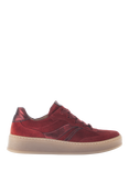 Gabor Dahma Wide Fit Textured Lace Up Leather Trainers, Red/Multi