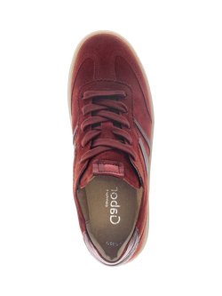 Gabor Dahma Wide Fit Textured Lace Up Leather Trainers, Red/Multi - view 2, Red/Multi