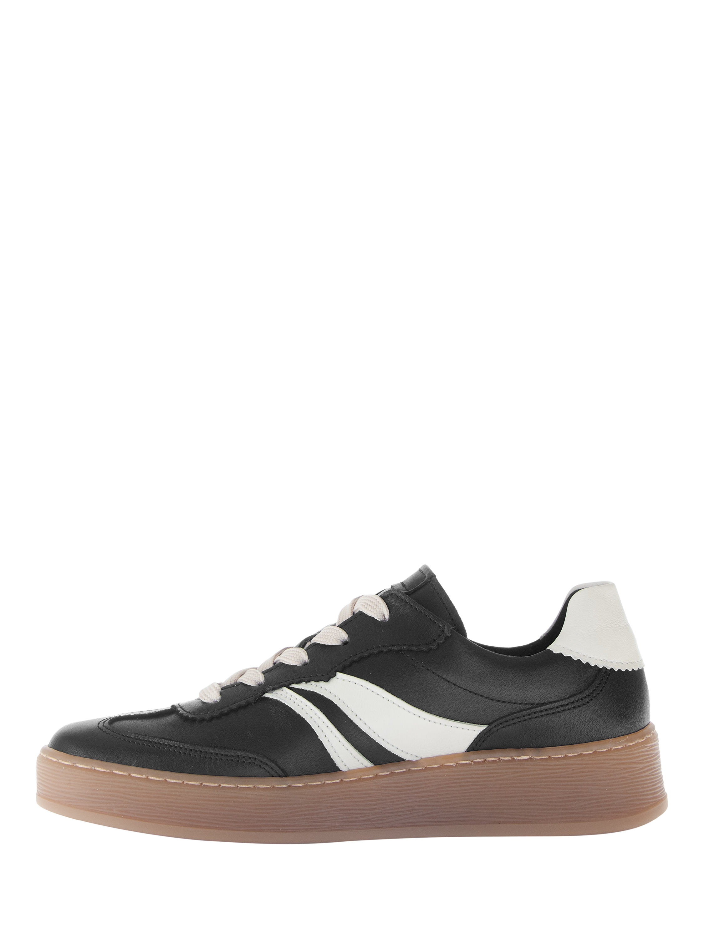 Product image 4 of 4, which shows Gabor Dahma Wide Fit Leather Trainers, Black/Cream, 4.5