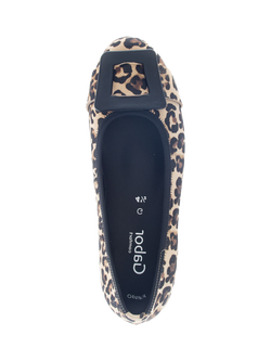 Gabor Paige Wide Fit Leopard Print Suede Pumps, Brown/Multi - view 2, Brown/Multi