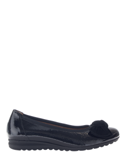 Gabor Sage Wide Fit Patent Leather Ballerina Pumps, Black, Black