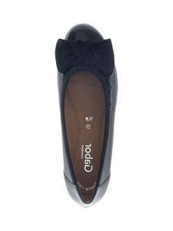 Gabor Sage Wide Fit Patent Leather Ballerina Pumps, Black - view 2, Black