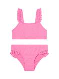 Angels by Accessorize Kids' Ruffle Broderie Bikini Set, Pale Pink