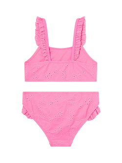 Angels by Accessorize Kids' Ruffle Broderie Bikini Set, Pale Pink - view 2, Pale Pink