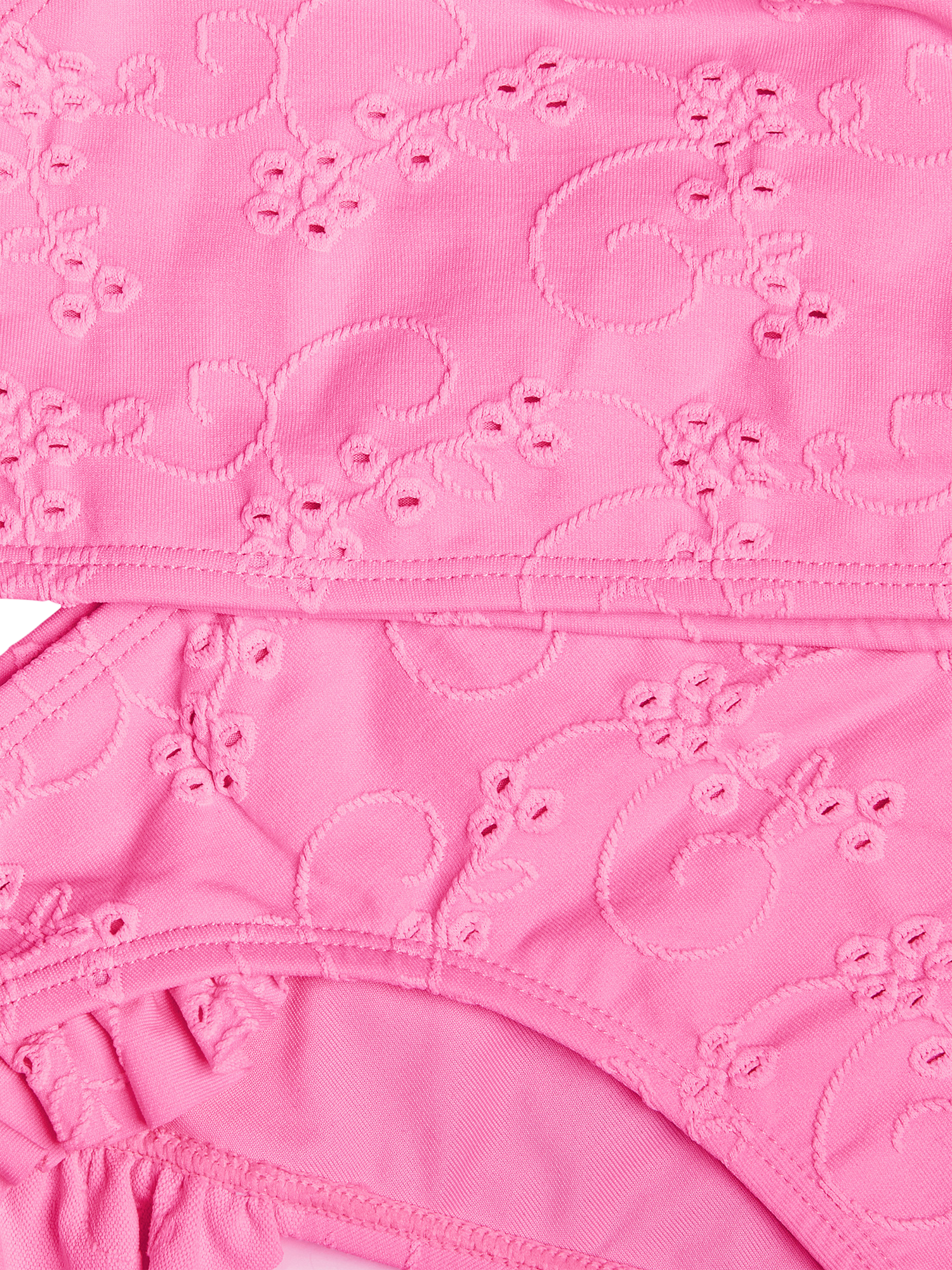 Product image 3 of 3, which shows Angels by Accessorize Kids' Ruffle Broderie Bikini Set, Pale Pink, 3-4 years