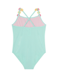 Angels by Accessorize Kids' Flower Strap Swimsuit, Blue
