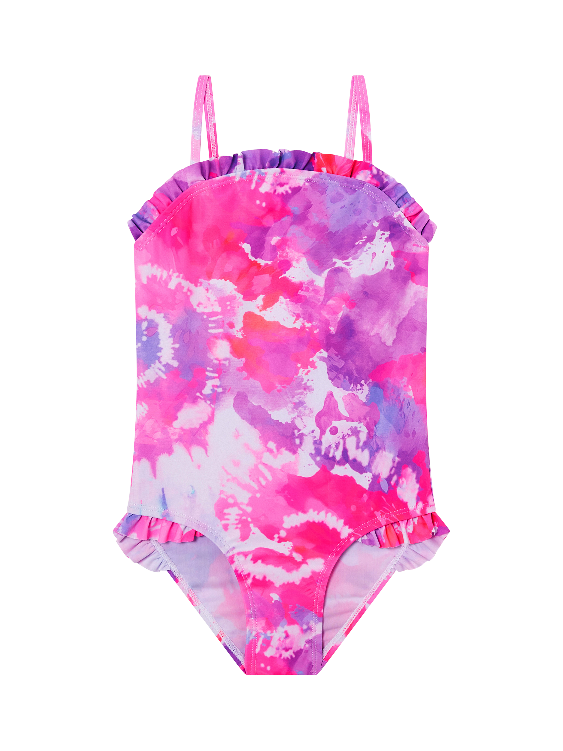 Angels by Accessorize Kids' Ruffle Tie Dye Swimsuit, Brights Multi