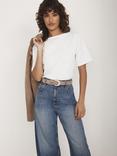 Mint Velvet Cotton Slash Neck T-Shirt, White Ivory