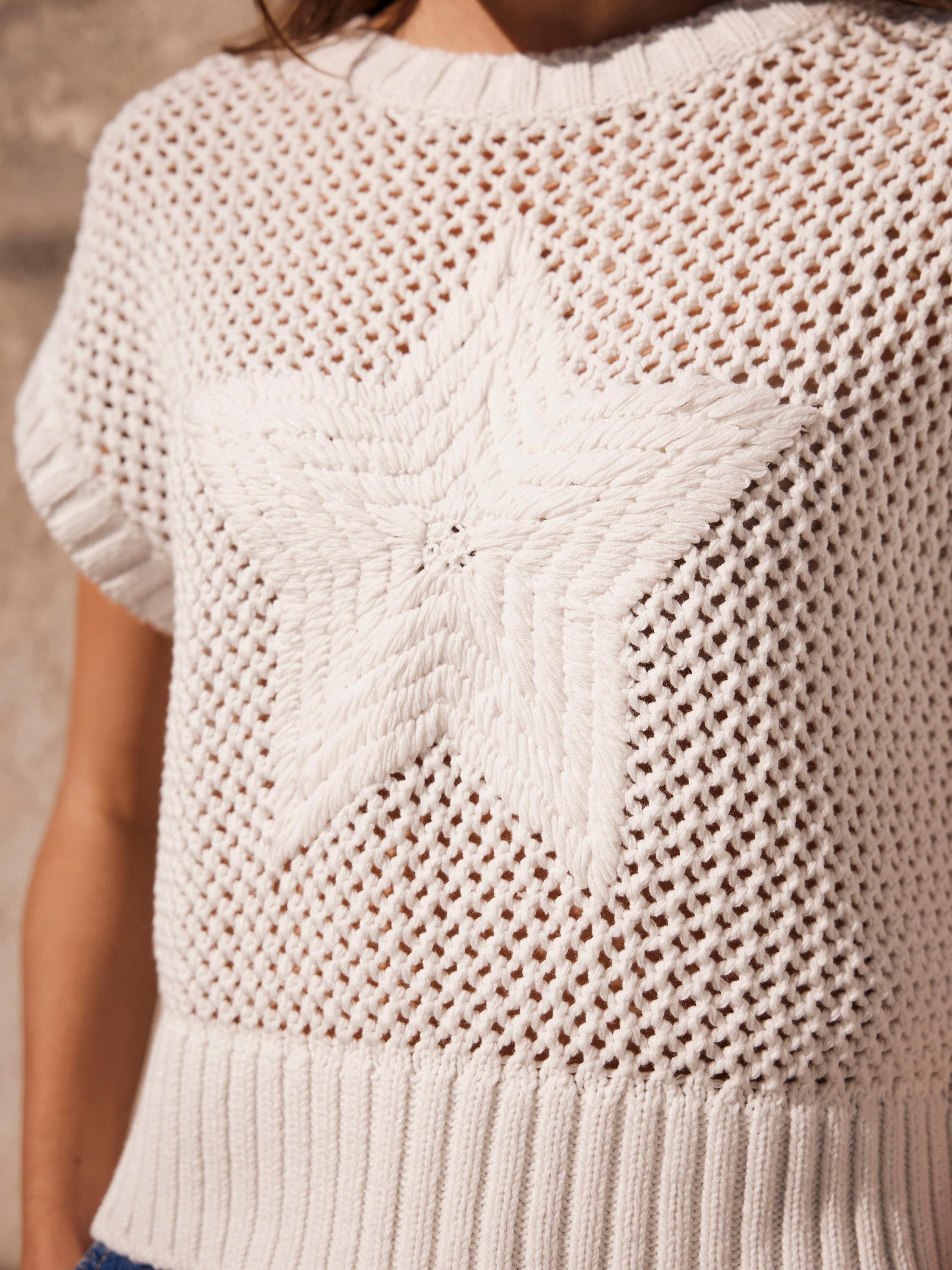 Product image 3 of 7, which shows Mint Velvet Star Knit Tank Top, White Ivory, S