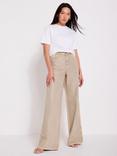 Mint Velvet Diamante Wide Leg Jeans, Natural