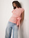 Mint Velvet Cotton Tie Detail T-Shirt, Pink/Multi