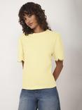Mint Velvet Cotton Scalloped Lace Trim T-Shirt, Yellow/Multi