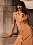 Mint Velvet Sleeveless Striped Midi Dress, Orange/Multi
