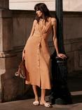Mint Velvet Sleeveless Striped Midi Dress, Orange/Multi