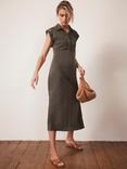 Mint Velvet Cap Sleeved Utility Midi Dress, Khaki