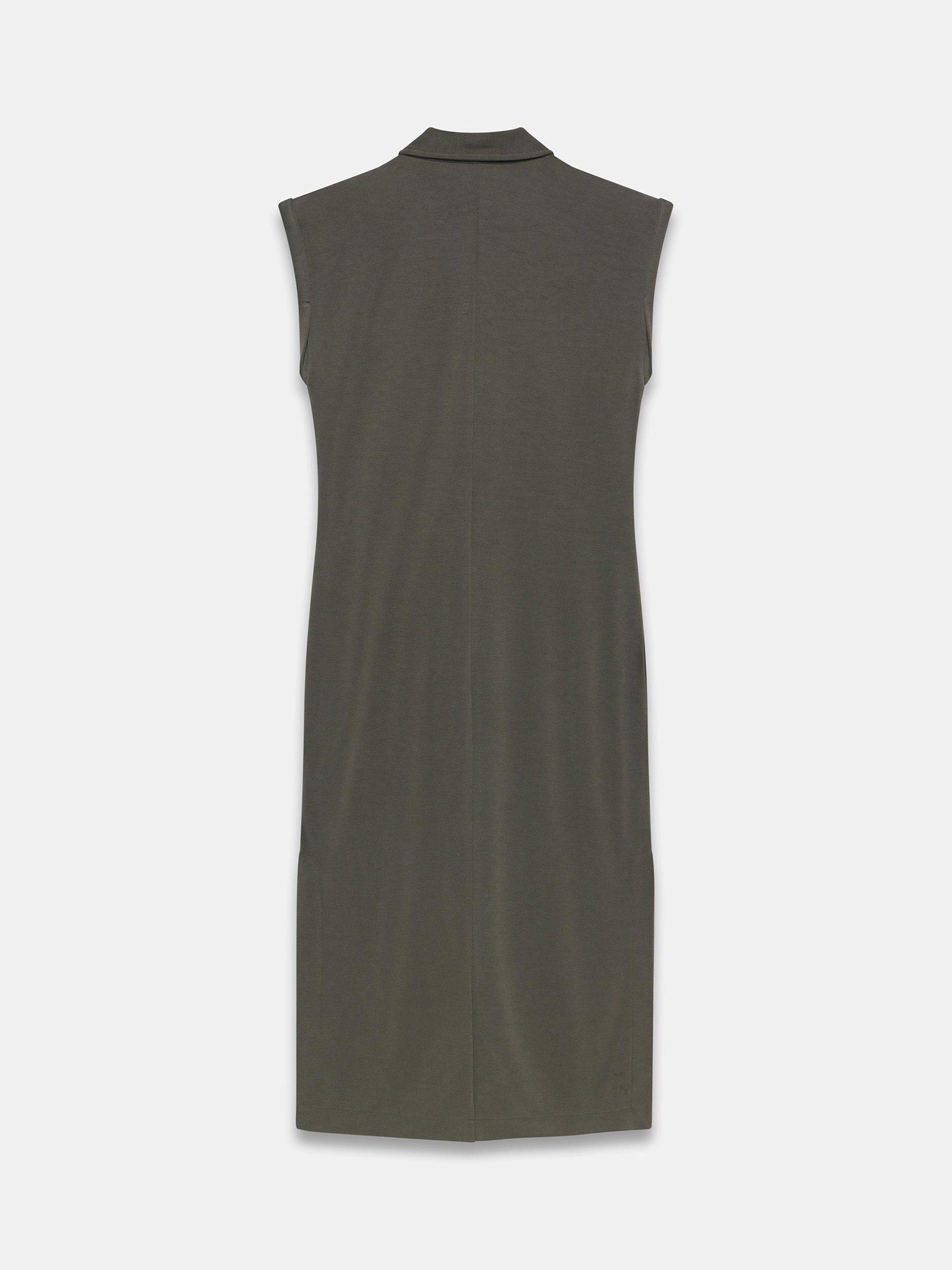 Product image 8 of 8, which shows Mint Velvet Cap Sleeved Utility Midi Dress, Khaki, 6|8