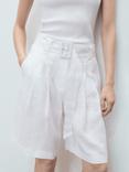 Mango Samari Pure Linen Bermuda Shorts, White
