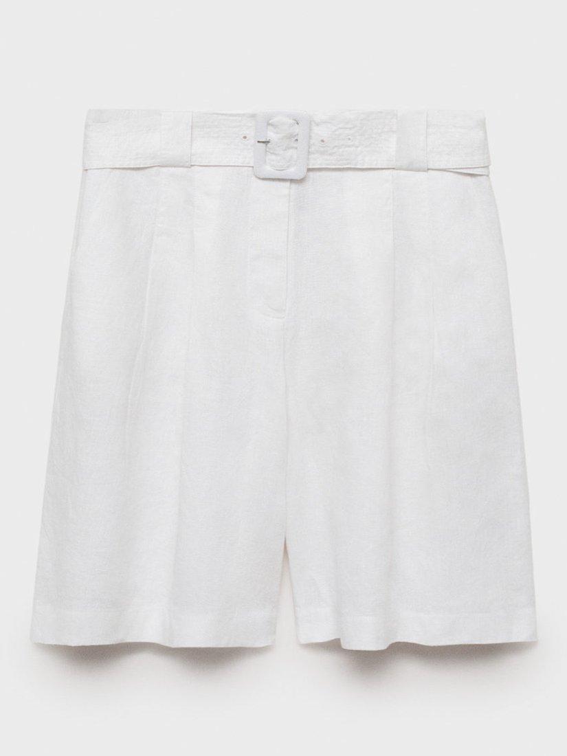Product image 3 of 7, which shows Mango Samari Pure Linen Bermuda Shorts, White, 10