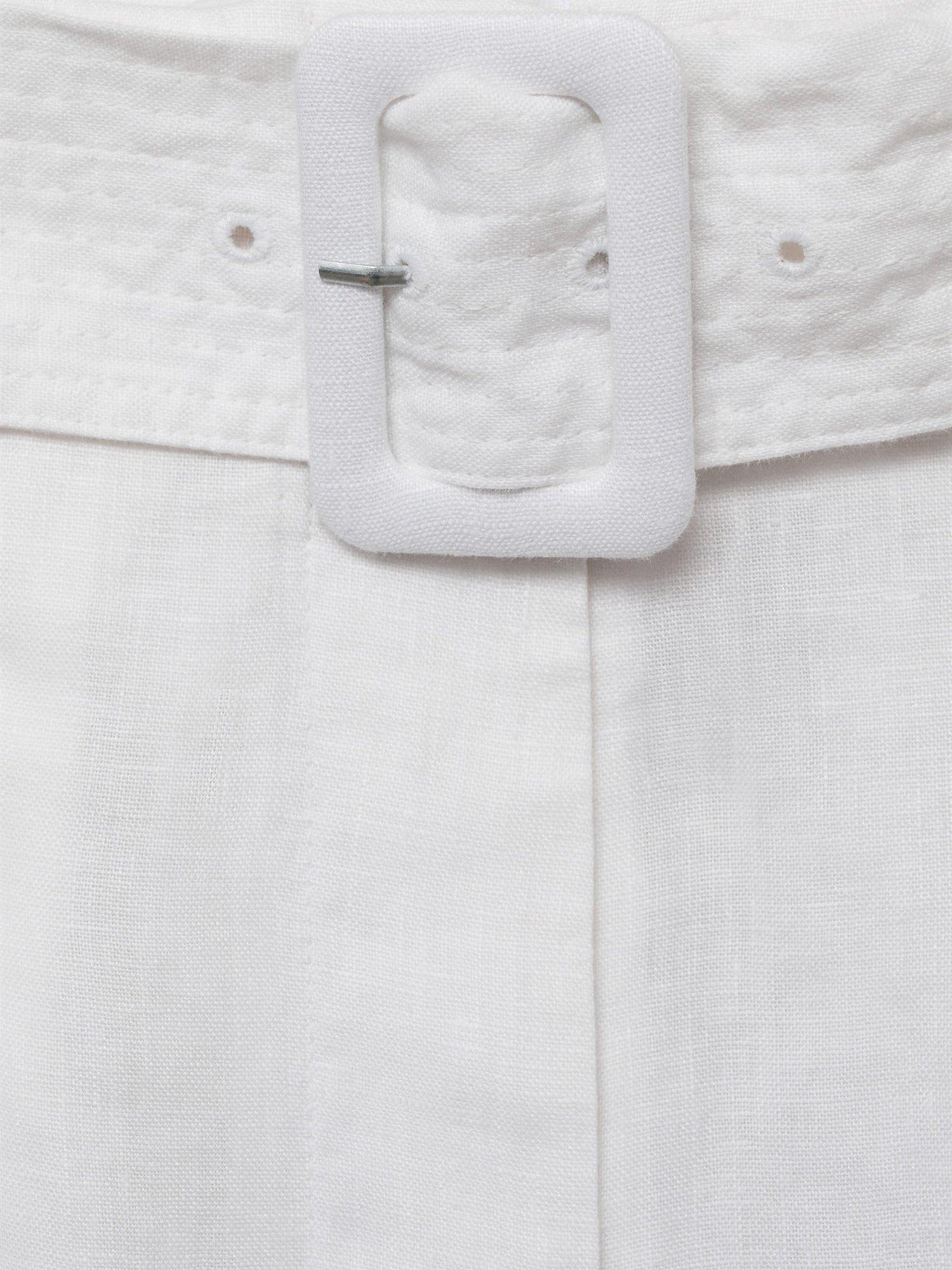 Product image 7 of 7, which shows Mango Samari Pure Linen Bermuda Shorts, White, 10
