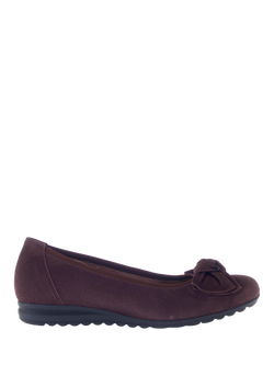 Gabor Sage Wide Fit Suede Ballerina Pumps, Bramble, Bramble