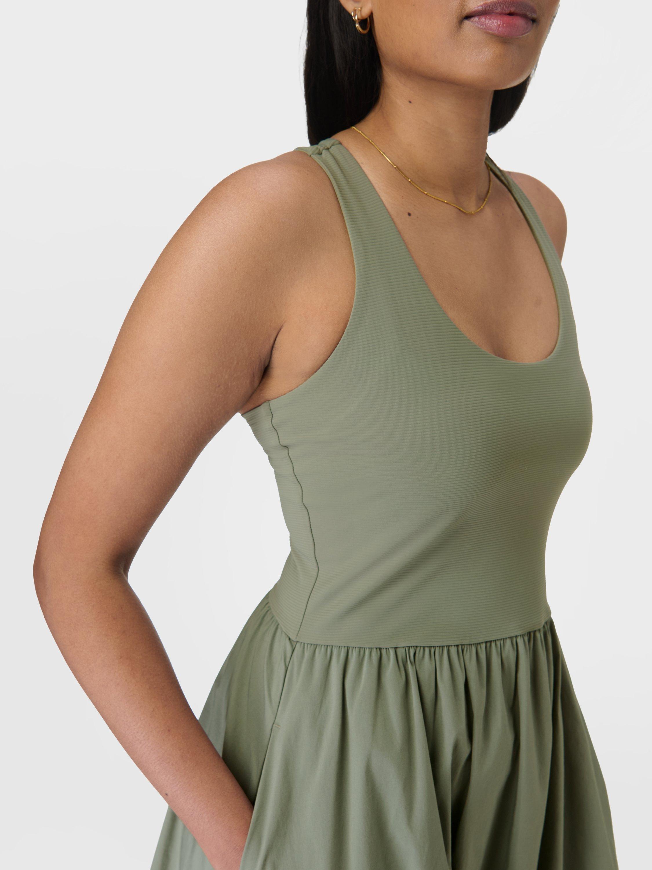 Product image 5 of 6, which shows Sweaty Betty Explorer Ribbed Racer Dress, Willow Green, XXS
