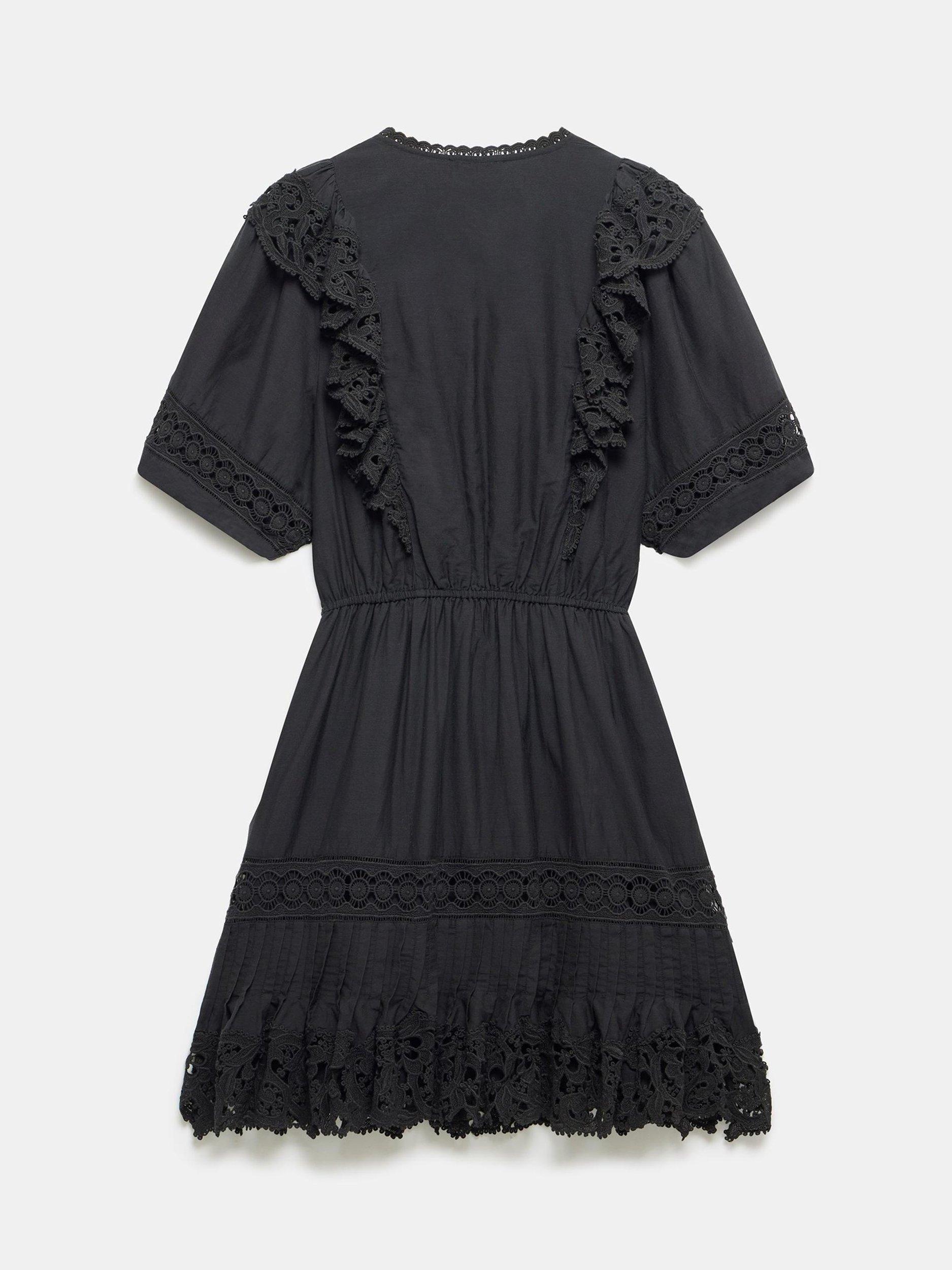 Product image 7 of 8, which shows Mint Velvet Cotton Blend Ruffle Mini Dress, Black, 14