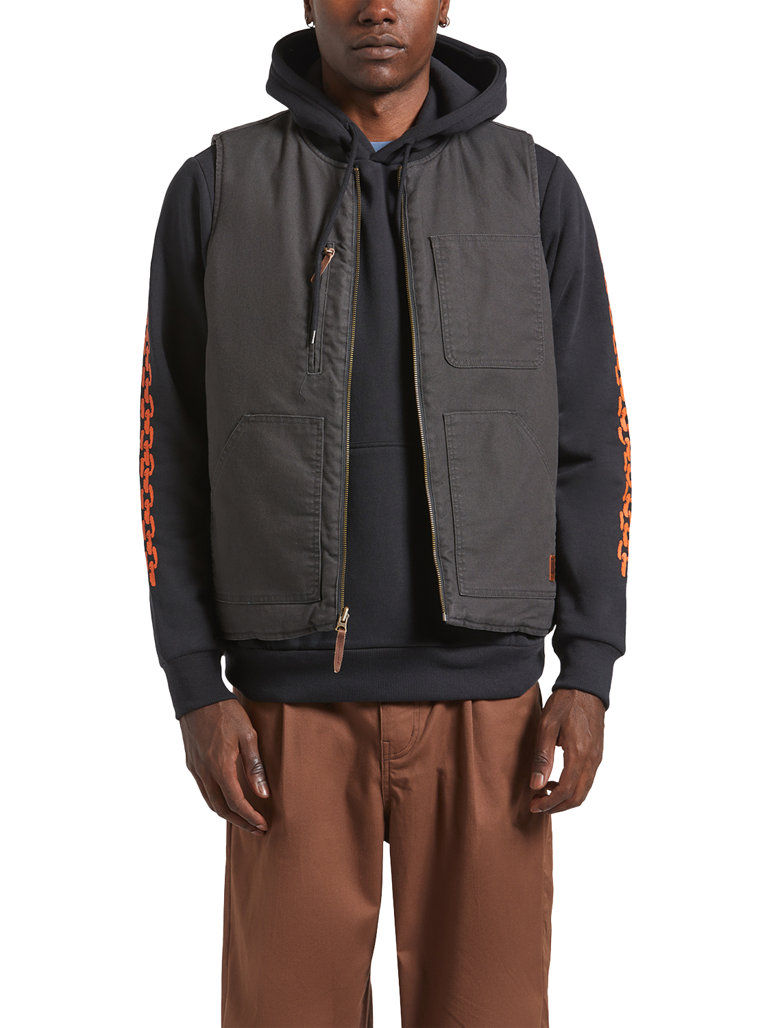 Product image 2 of 7, which shows Brixton Builders Abraham Reversible Gilet, Bark Camo, S