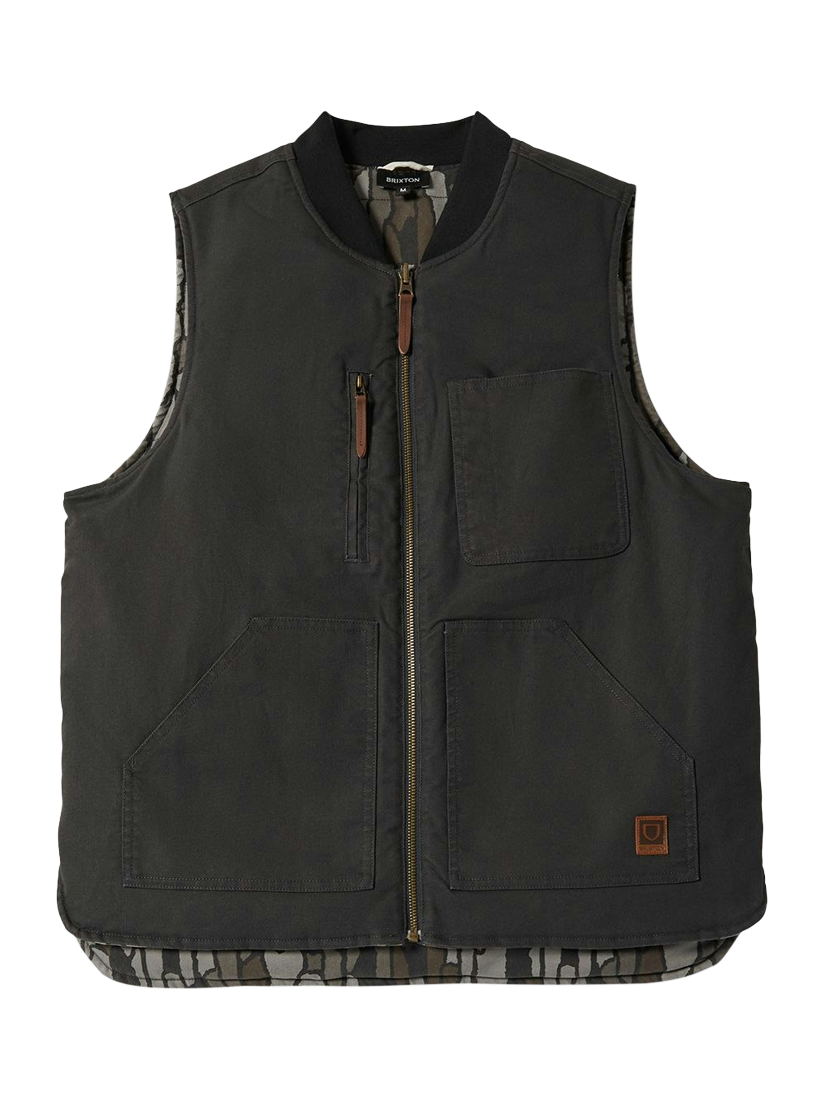 Product image 6 of 7, which shows Brixton Builders Abraham Reversible Gilet, Bark Camo, S