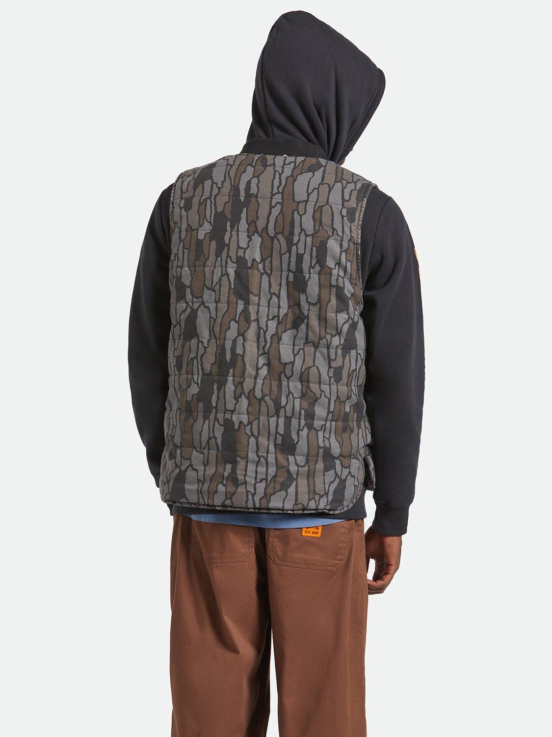 Product image 7 of 7, which shows Brixton Builders Abraham Reversible Gilet, Bark Camo, S