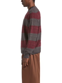 Brixton Midnight Textured Stripe Crew Neck Jumper, Black Port Stripe - view 2, Black Port Stripe