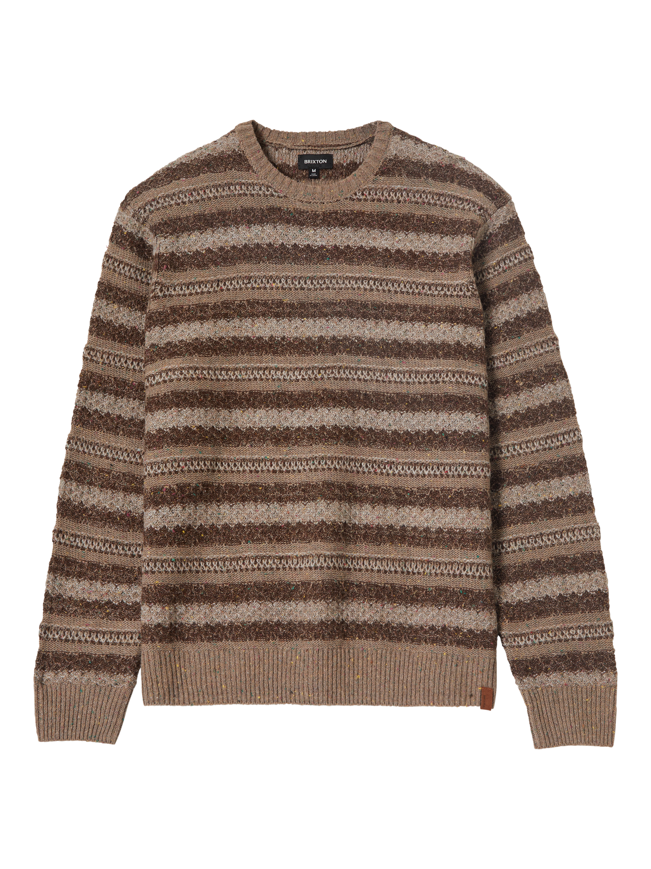 Product image 4 of 6, which shows Brixton Midnight Textured Crew Neck Jumper, Multi Neutral Stripe, M