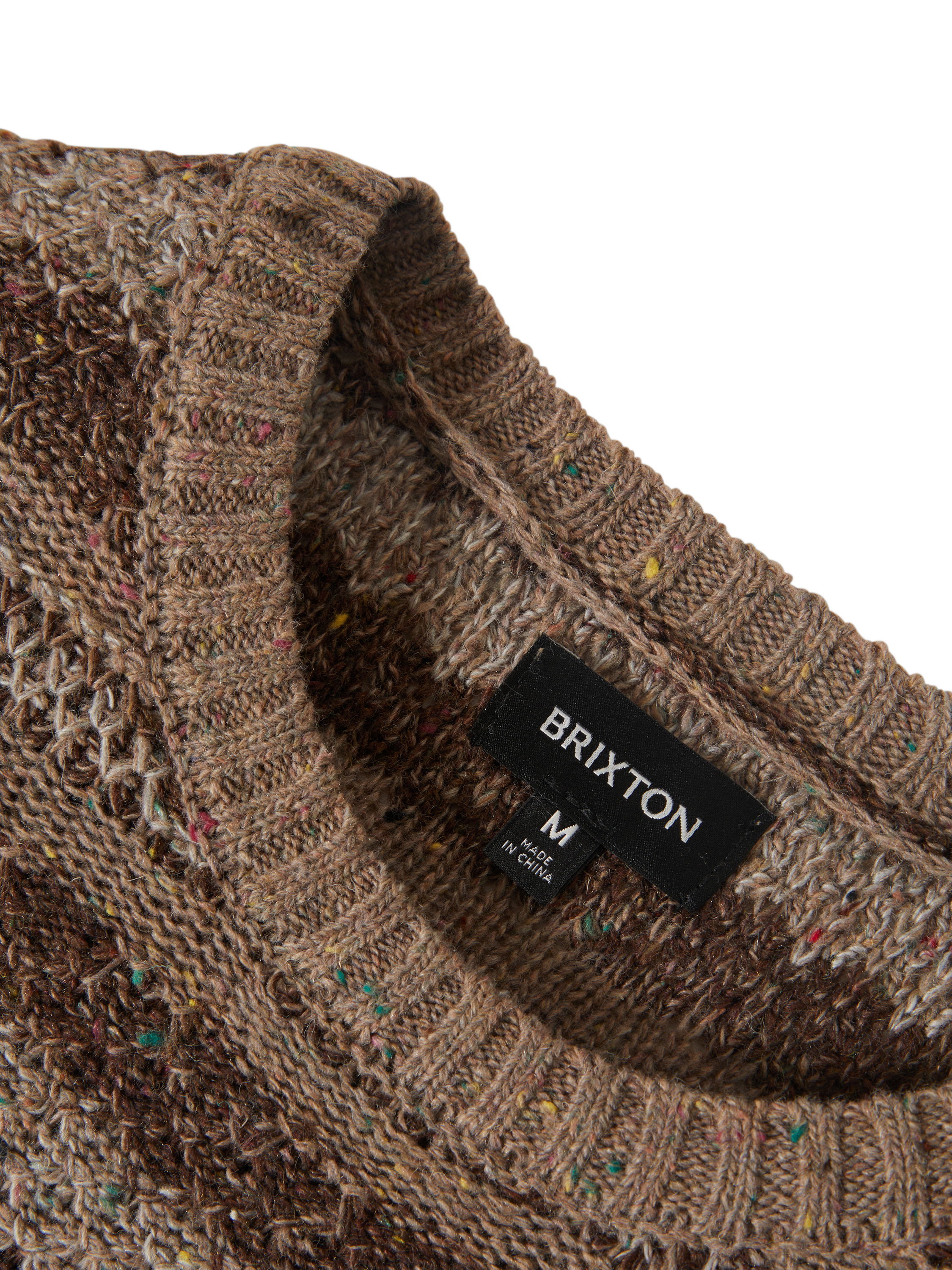 Product image 5 of 6, which shows Brixton Midnight Textured Crew Neck Jumper, Multi Neutral Stripe, M