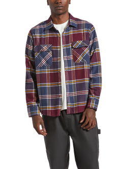 Brixton Bowery Cotton Blend Regular Fit Check Flannel Shirt, Mood Indigo, Mood Indigo