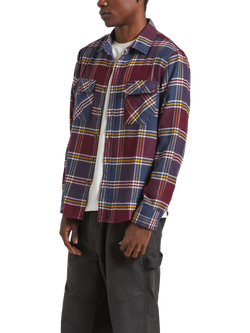 Brixton Bowery Cotton Blend Regular Fit Check Flannel Shirt, Mood Indigo - view 2, Mood Indigo