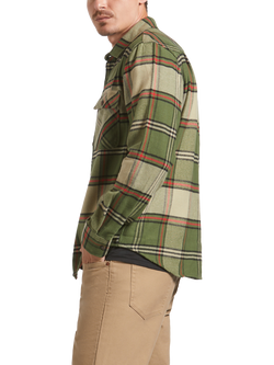 Brixton Bowery Cotton Blend Regular Fit Check Flannel Shirt, Wild Green - view 2, Wild Green