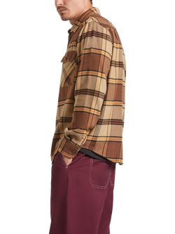 Brixton Bowery Cotton Blend Regular Fit Check Flannel Shirt, Sand - view 2, Sand