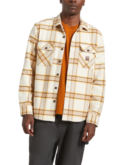 Brixton Bowery Cotton Blend Regular Fit Check Flannel Shirt, Whitecap, Whitecap