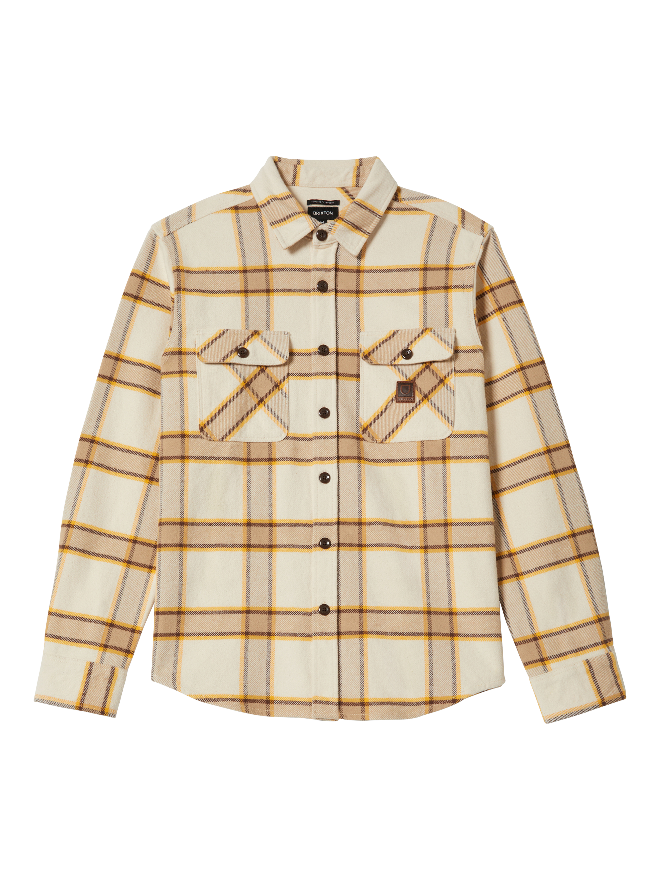 Product image 7 of 7, which shows Brixton Bowery Cotton Blend Regular Fit Check Flannel Shirt, Whitecap, M