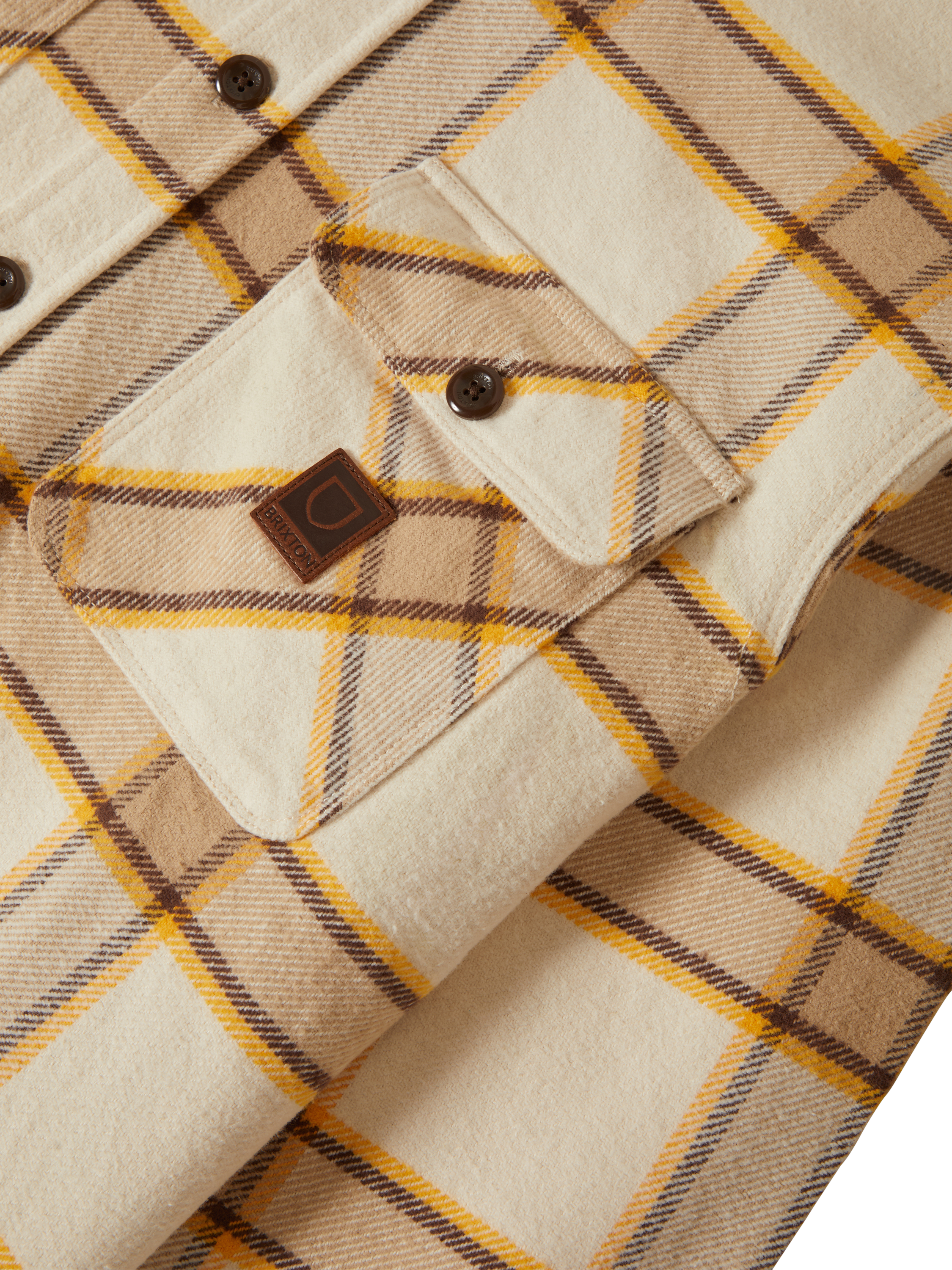 Product image 5 of 7, which shows Brixton Bowery Cotton Blend Regular Fit Check Flannel Shirt, Whitecap, M